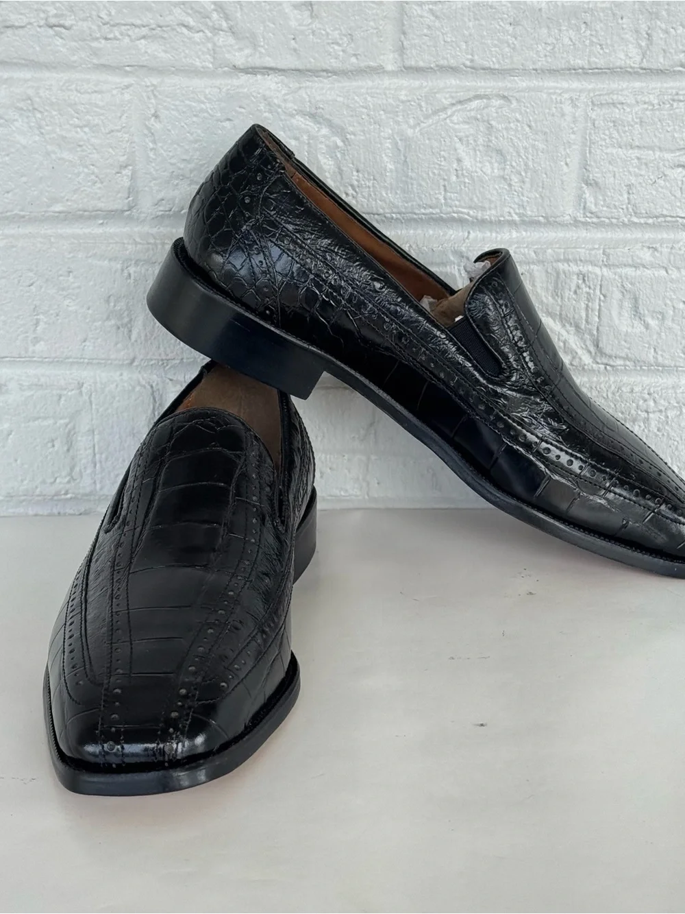 Stacy Adams Alligator Print Square Toe Loafers Men's 8
